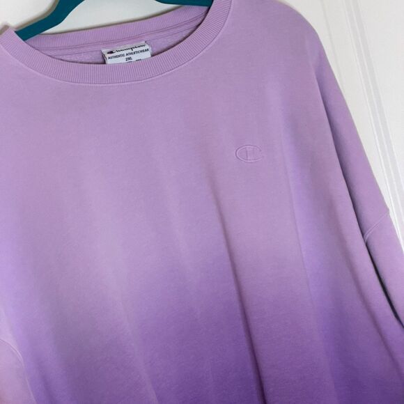 Champion Hombre Sweatshirt Fleece Top Shirt Blouse Purple 2XL - Picture 2 of 7